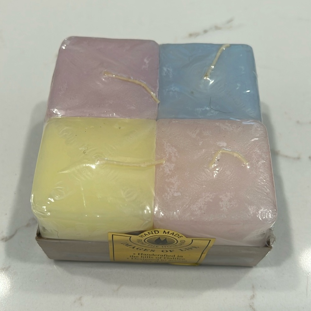 NEW Set of 4 square candles from Galilee, Israel | Handmade from the Holyland